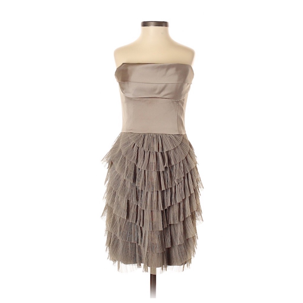 BCBG Gold Jacquier Tulle Cocktail Dress